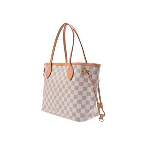 Louis Vuitton Neverfull Leather White Azur Bag Tote